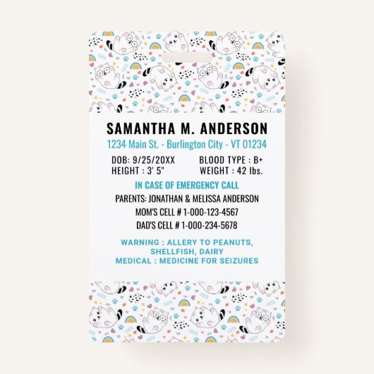 Kind ID Noodhulp Identificatiefonds Kinder Foto Badge (Achterkant)