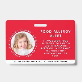 Kind identificatie allergie alert nood ID Badge