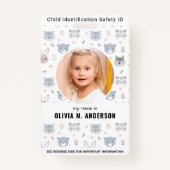 Kind identificatie Noodsituatie Leuke dieren Foto Badge (Voorkant)