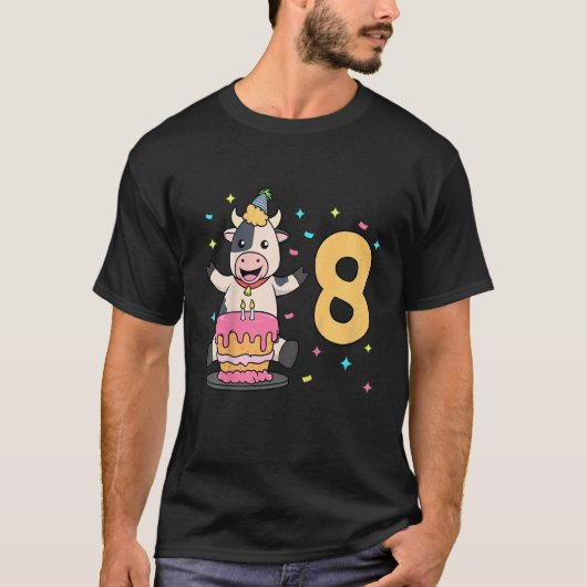 Kind Ik ben 8 met koe kinderen die 8 jaar oud zijn T-shirt (Voorkant)
