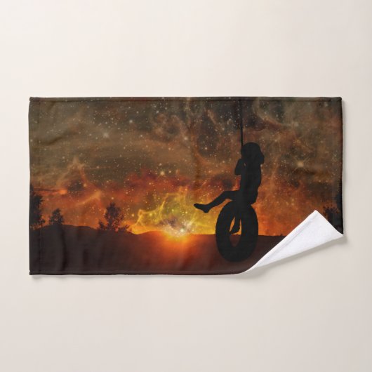 Kind in band schommel handdoek (Handdoek)