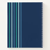 Kind in blauw groene streep naam jongen notitieboek (Achterkant)