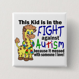 Kind in de strijd tegen autisme vierkante button 5,1 cm