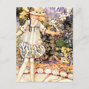 Kind in de tuin briefkaart