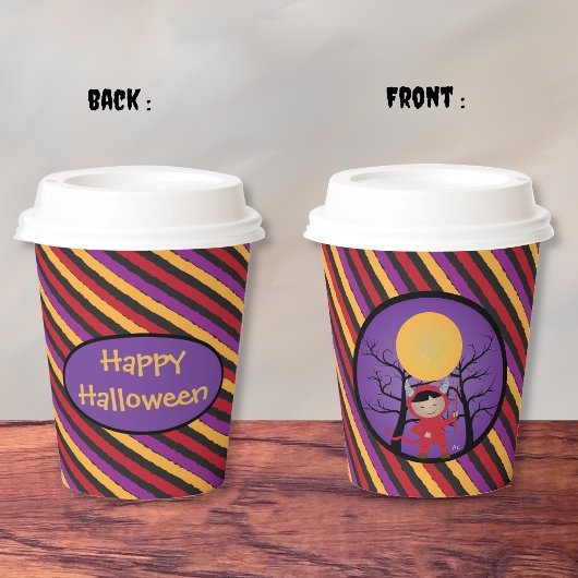Kind in duivelkostuum Halloween papieren bekertje Bekers
