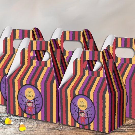 Kind in Duivelskostuum Kleurrijke Halloween Favor  Bedankdoosjes