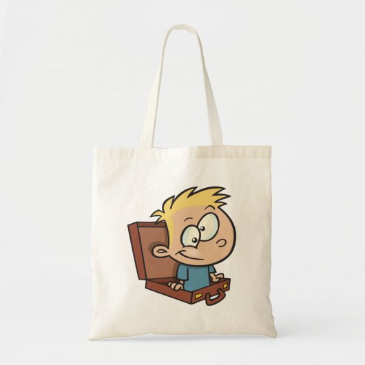 Kind in een Canvas tas in een koffer (Voorkant)