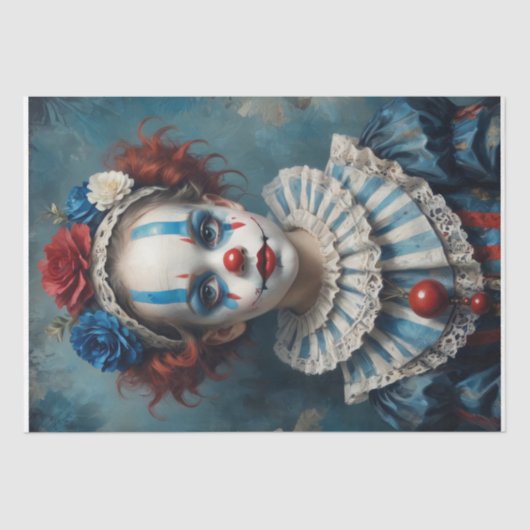 Kind in een Clown Kostuum - Decoupage - Tissuepapier (Voorkant)