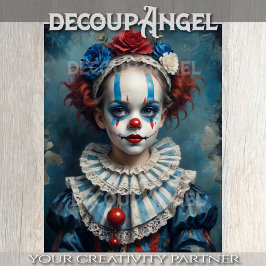 Kind in een Clown Kostuum - Decoupage - Tissuepapier