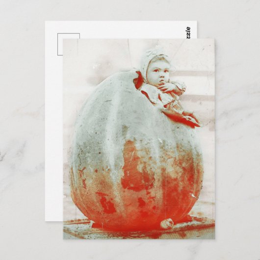 kind in een gigantische pompoen briefkaart (Voorkant / Achterkant)