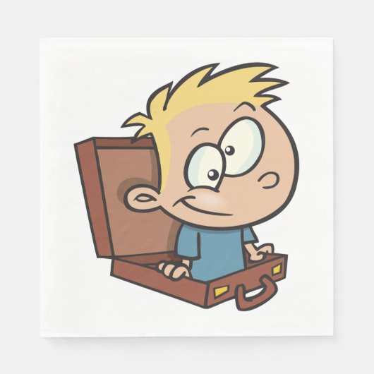 Kind in een koffer papieren servetten (Voorkant)