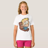 Kind in een koffermeisje t-shirt (Voorkant volledig)