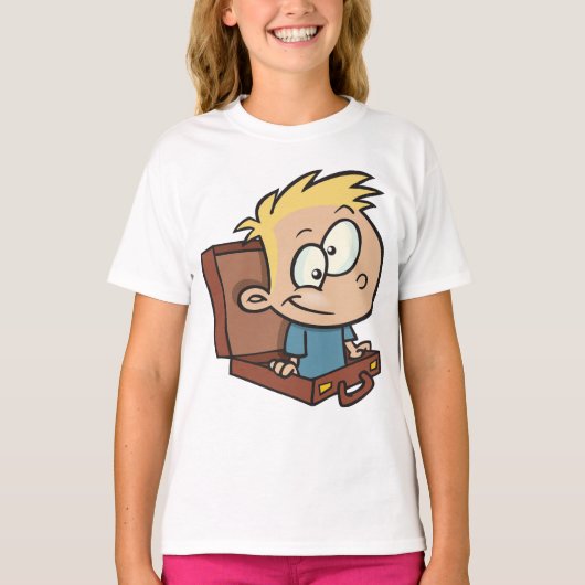 Kind in een koffermeisje t-shirt (Voorkant)