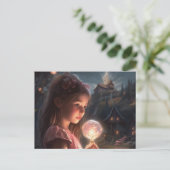 Kind in een magisch sprookjesdorp briefkaart (Staand voorkant)
