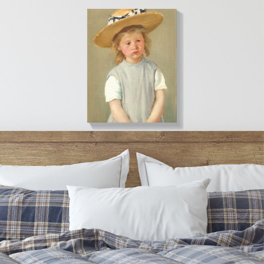 Kind in een Pet met riem | Mary Cassatt Canvas Afdruk (Insitu (Slaapkamer))