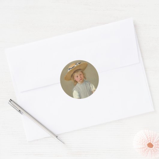 Kind in een Pet met riem | Mary Cassatt Ronde Sticker (Envelop)