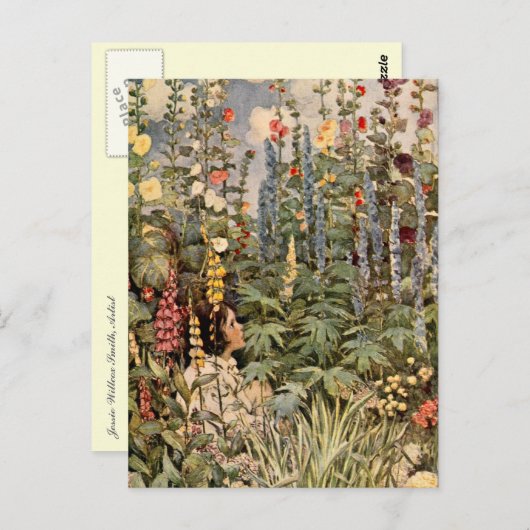 Kind in een tuin briefkaart (Voorkant / Achterkant)