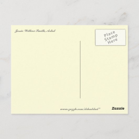 Kind in een tuin briefkaart (Achterkant)