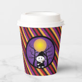Kind in Grim kostuum Halloween gestreept papier be Papieren Bekers (Voorkant)