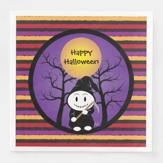 Kind in Grim Kostuum Halloween Papier Servetten (Voorkant)