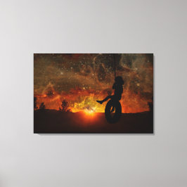 Kind in het Draaien van de Verrekte Afdruk van het Canvas Afdruk