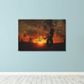 Kind in het Draaien van de Verrekte Afdruk van het Canvas Afdruk (Insitu (Houten vloer))