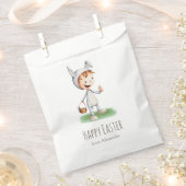 Kind in paasbunny Costume Egg Hunt Personalized Bedankzakje (Geknipt)