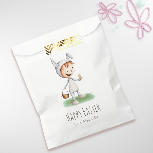 Kind in paasbunny Costume Egg Hunt Personalized Bedankzakje