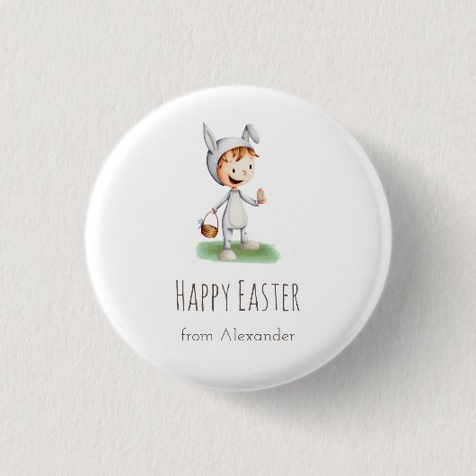 Kind in paasbunny Costume Egg Hunt Personalized Ronde Button 3,2 Cm (Voorkant)