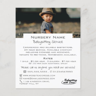 Kind in Pet, Babysitter, Dagopvang, Nursery Advert Flyer