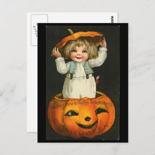 Kind in pompoen briefkaart (Voorkant / Achterkant)