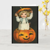 Kind in pompoen kaart (Gele Bloem)