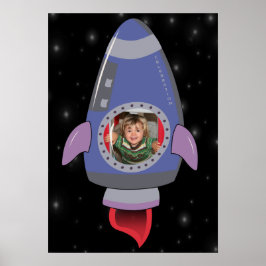 Kind in Rocket Ship Space Travel Room Poster