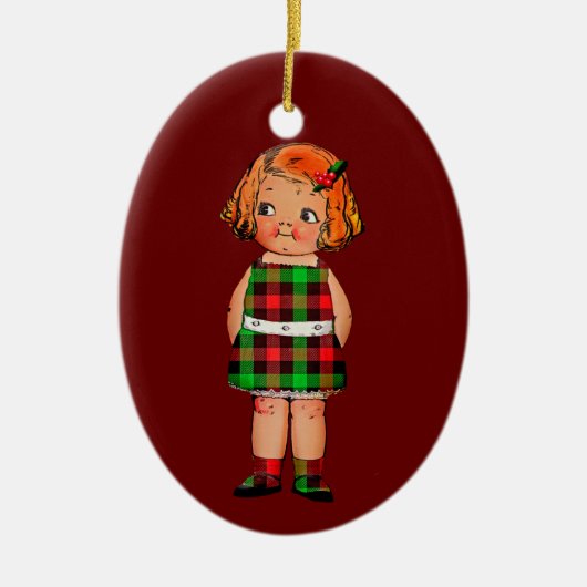  Kind in Rood & Groen Gecontroleerd Speld Keramisch Ornament (Voorkant)