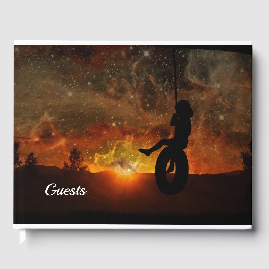 Kind in Tire Swing Guest Book Gastenboek (Voorkant)