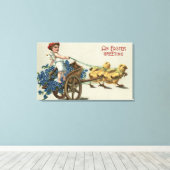 Kind in Toga op Chariot Pulled by Chicken Canvas Afdruk (Insitu (Houten vloer))