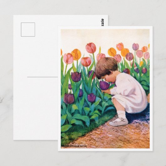Kind in Tulip Flower Garden, Jessie Willcox Smith Briefkaart (Voorkant / Achterkant)