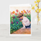 Kind in Tulip Flower Garden, Jessie Willcox Smith Kaart (Gele Bloem)
