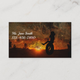 Kind in Visitekaartje voor bandenzagen