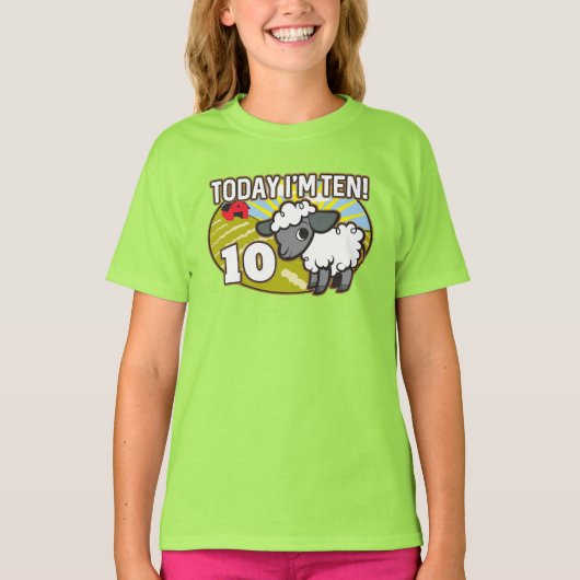 Kind is 10 jaar, vandaag ben ik 10! Schattige lam T-shirt (Voorkant)