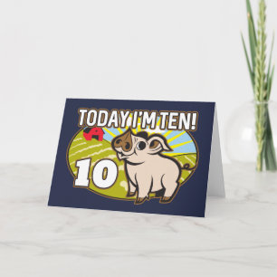 Kind is 10 jaar, vandaag ben ik 10! Schattige vark Kaart