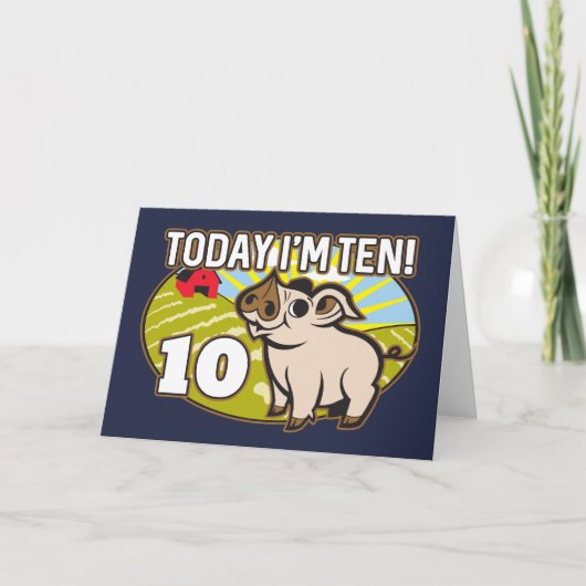 Kind is 10 jaar, vandaag ben ik 10! Schattige vark Kaart (Voorkant)