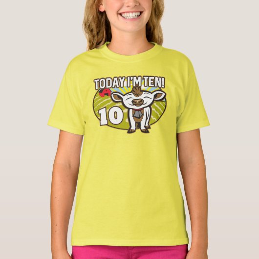 Kind is 10 jaar, vandaag ben ik 10! Schattigee Koe T-shirt (Voorkant)