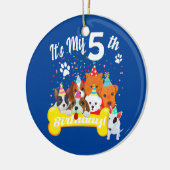 Kind is mijn vijfde verjaardag peuter meisje met h keramisch ornament (Links)