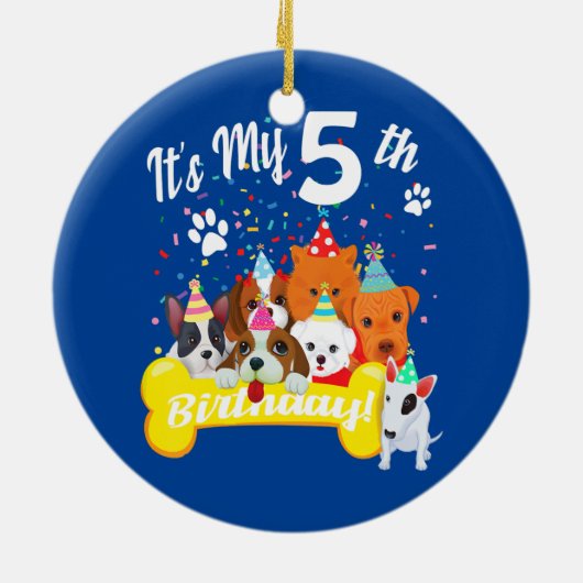 Kind is mijn vijfde verjaardag peuter meisje met h keramisch ornament (Achterkant)