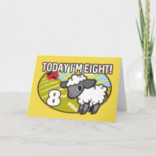 Kind is vandaag 8 jaar, ik ben 8! Schattige lam Kaart