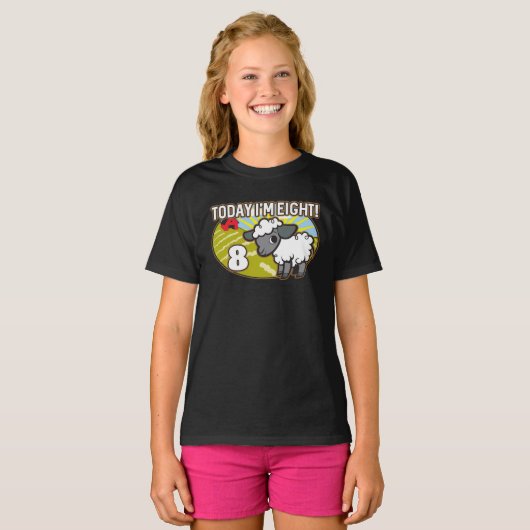 Kind is vandaag 8 jaar, ik ben 8! Schattige lam T-shirt (Voorkant volledig)