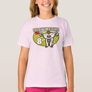 Kind is vandaag 8 jaar, ik ben 8! Schattigee Koe T-shirt