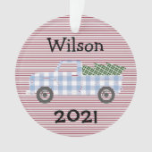 Kind Jaar in de Review Ornament met Blue Truck (voorkant)