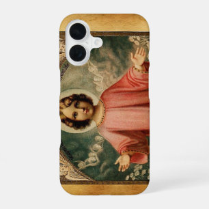 KIND JESUS MET ANGELS, bruin perkament iPhone 16 Hoesje